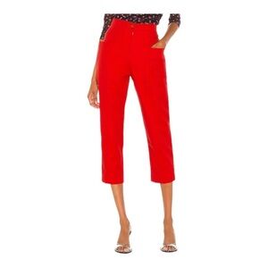 NEW Iorane x Revolve Red Pants Cropped High Waist Trousers Pockets Size 36 / XS